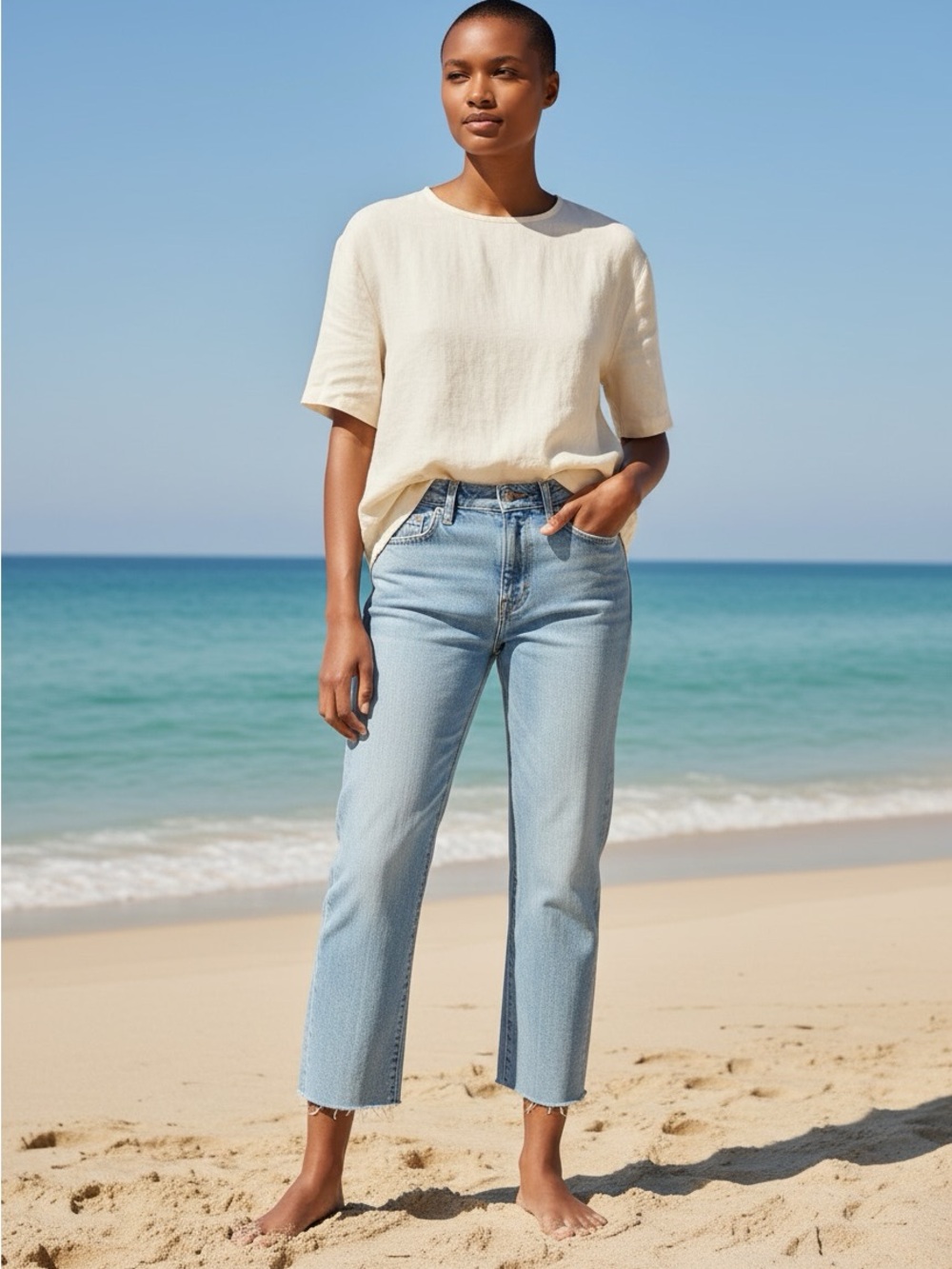 J. Crew 84 straight Light Blue High-Rise Straight Crop Jeans - 28